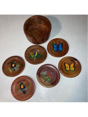 Unbranded Brown Wooden Costa Rica Coasters Set One Size